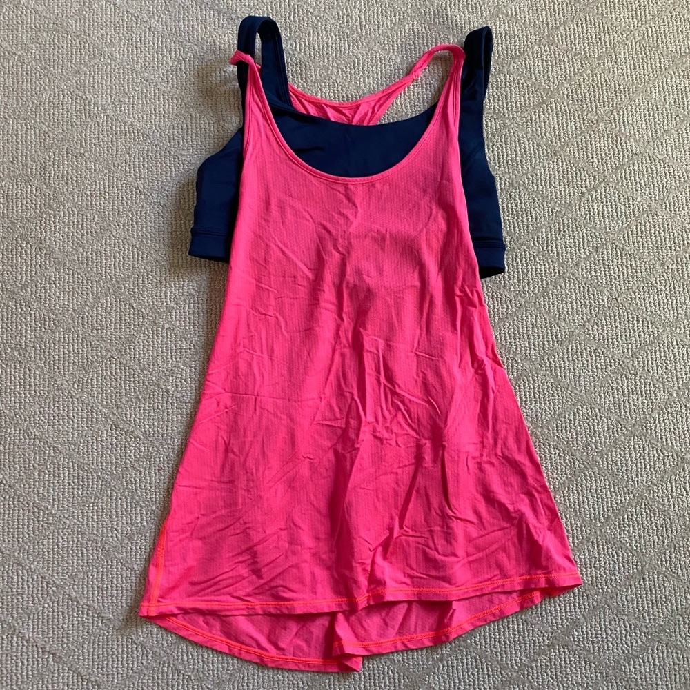 Lululemon Pink Tank with Navy Built on Sports Bra